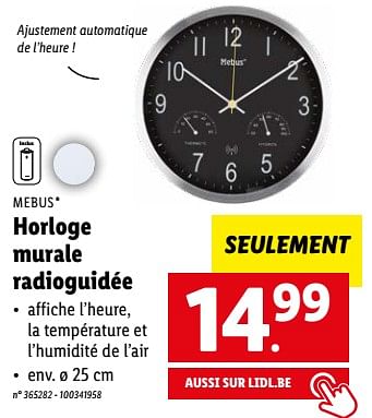 Promotions Mebus Horloge murale radioguidée - Mebus - Valide de 15/01/2023 à 21/01/2023 chez Lidl
