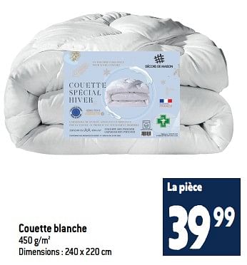 Promotions Couette blanche - Produit maison - Match - Valide de 04/01/2023 à 24/01/2023 chez Match