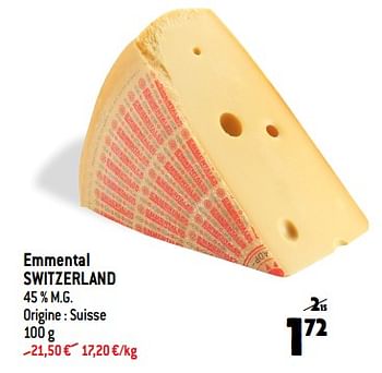 Promotions Emmental switzerland - Produit maison - Match - Valide de 04/01/2023 à 10/01/2023 chez Match