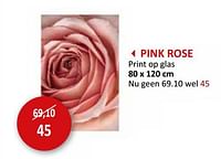 Pink rose print op glas-Huismerk - Weba