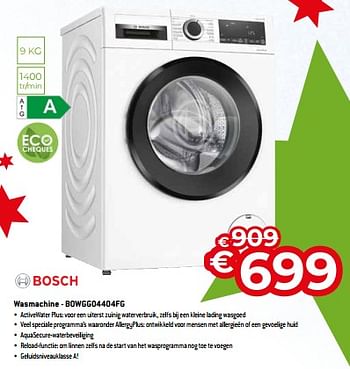 Promoties Bosch wasmachine - bowgg04404fg - Bosch - Geldig van 03/01/2023 tot 31/01/2023 bij Exellent