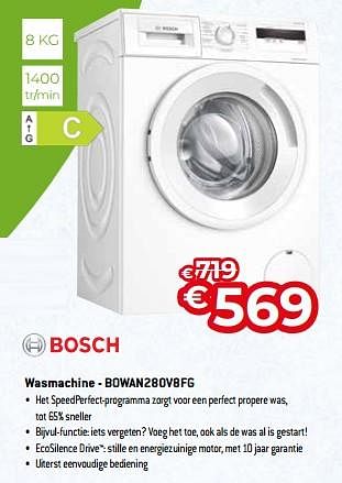 Promoties Bosch wasmachine - bowan280v8fg - Bosch - Geldig van 03/01/2023 tot 31/01/2023 bij Exellent
