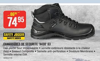 Promotions Chaussures de securite x430 s3 - Safety Jogger - Valide de 05/01/2023 à 22/01/2023 chez HandyHome