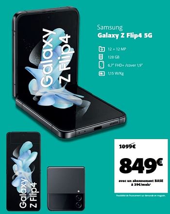 Promotions Samsung galaxy z flip4 5g - Samsung - Valide de 03/01/2023 à 31/01/2023 chez Base