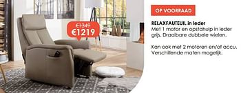 Promoties Relaxfauteuil in leder - Huismerk - Krea - Colifac - Geldig van 02/01/2023 tot 31/01/2023 bij Krea-Colifac