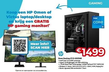 Promoties Hp omen desktop gt15-0005nb - HP - Geldig van 03/01/2023 tot 31/01/2023 bij Exellent