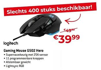 Promoties Logitech gaming mouse g502 hero - Logitech - Geldig van 03/01/2023 tot 31/01/2023 bij Exellent