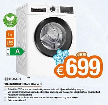 Promoties Bosch wasmachine bowgg04404fg - Bosch - Geldig van 03/01/2023 tot 31/01/2023 bij Expert