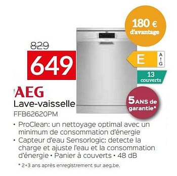 Promotions Aeg lave-vaisselle ffb62620pm - AEG - Valide de 03/01/2023 à 31/01/2023 chez Selexion