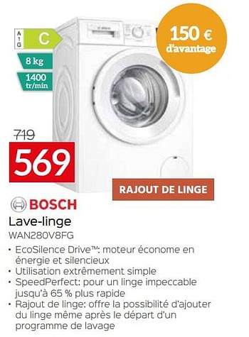 Promotions Bosch lave-linge wan280v8fg - Bosch - Valide de 03/01/2023 à 31/01/2023 chez Selexion