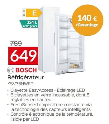 Promotions Bosch réfrigérateur ksv33nwep - Bosch - Valide de 03/01/2023 à 31/01/2023 chez Selexion