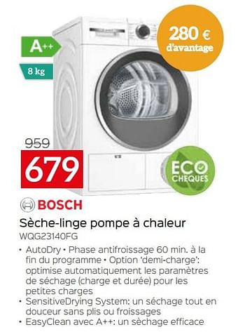 Promotions Bosch sèche-linge pompe à chaleur wqg23140fg - Bosch - Valide de 03/01/2023 à 31/01/2023 chez Selexion