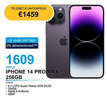 Promotions Apple iphone 14 pro max 256gb - Apple - Valide de 03/01/2023 à 31/01/2023 chez Auva