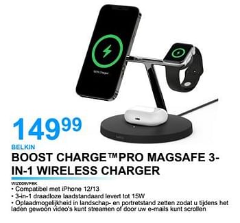 Promoties Belkin boost charge pro magsafe 3- in-1 wireless charger wiz009vfbk - BELKIN - Geldig van 03/01/2023 tot 31/01/2023 bij Auva