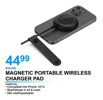 Promoties Belkin magnetic portable wireless charger pad wia005vfbk - BELKIN - Geldig van 03/01/2023 tot 31/01/2023 bij Auva