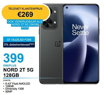 Promoties Oneplus nord 2t 5g 128gb - OnePlus - Geldig van 03/01/2023 tot 31/01/2023 bij Auva