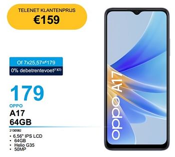 Promoties Oppo a17 64gb - Oppo - Geldig van 03/01/2023 tot 31/01/2023 bij Auva