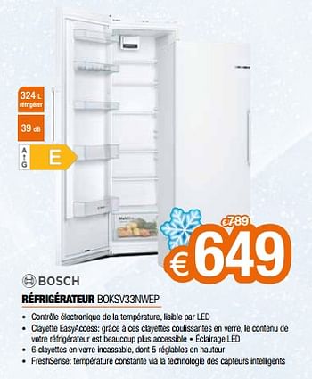 Promotions Bosch réfrigérateur boksv33nwep - Bosch - Valide de 03/01/2023 à 31/01/2023 chez Expert