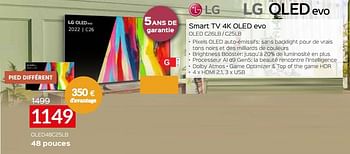 Promotions Lg 4k smart tv 4k oled evo oled48c25lb - LG - Valide de 03/01/2023 à 31/01/2023 chez Selexion