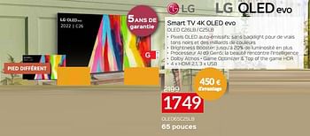 Promotions Lg smart tv 4k oled evo oled65c25lb - LG - Valide de 03/01/2023 à 31/01/2023 chez Selexion