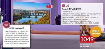 Promotions Lg smart tv 4k qned 65qned826qb - LG - Valide de 03/01/2023 à 31/01/2023 chez Selexion