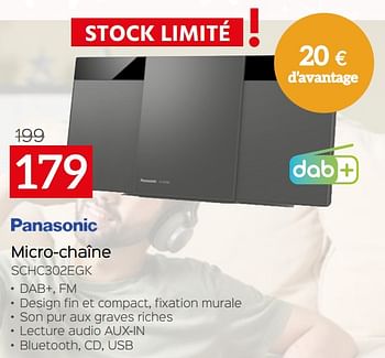 Promotions Panasonic micro-chaîne schc302egk - Panasonic - Valide de 03/01/2023 à 31/01/2023 chez Selexion