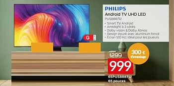 Promotions Philips android tv uhd led 65pus888712 - Philips - Valide de 03/01/2023 à 31/01/2023 chez Selexion