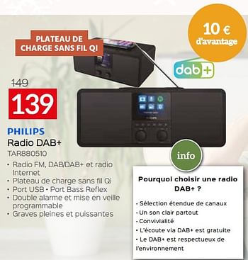 Promotions Philips radio dab+ tar880510 - Philips - Valide de 03/01/2023 à 31/01/2023 chez Selexion