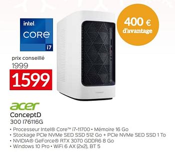 Promotions Acer conceptd 300 i76116g - Acer - Valide de 03/01/2023 à 31/01/2023 chez Selexion