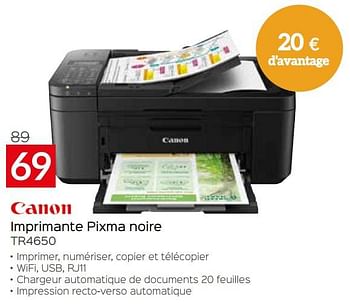 Promotions Canon imprimante pixma noire tr4650 - Canon - Valide de 03/01/2023 à 31/01/2023 chez Selexion