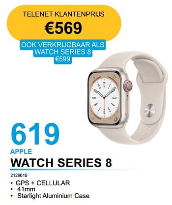 Promoties Apple watch series 8 - Apple - Geldig van 03/01/2023 tot 31/01/2023 bij Beecom