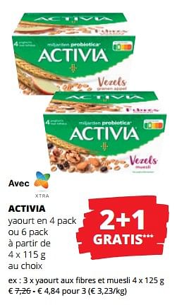 Promotions Activia yaourt aux fibres et muesli - Danone - Valide de 12/01/2023 à 25/01/2023 chez Spar (Colruytgroup)