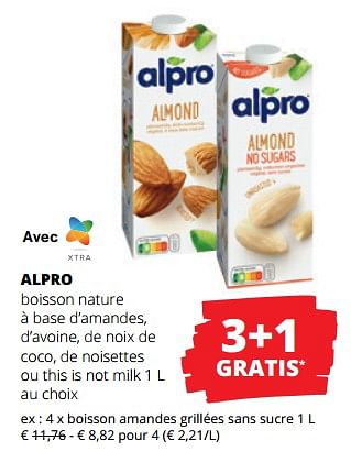 Promotions Alpro boisson amandes grillées sans sucre - Alpro - Valide de 12/01/2023 à 25/01/2023 chez Spar (Colruytgroup)