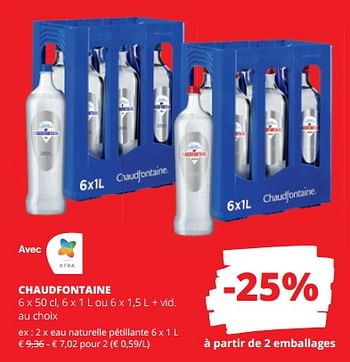 Promotions Chaudfontaine eau naturelle pétillante - Chaudfontaine - Valide de 12/01/2023 à 25/01/2023 chez Spar (Colruytgroup)