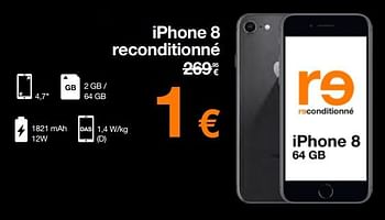 Promoties Apple iphone 8 reconditionné - Apple - Geldig van 03/01/2023 tot 15/01/2023 bij Orange
