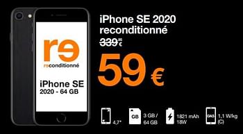 Promoties Apple iphone se 2020 reconditionné - Apple - Geldig van 03/01/2023 tot 15/01/2023 bij Orange