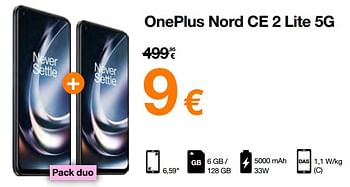 Promotions Oneplus nord ce 2 lite 5g - OnePlus - Valide de 03/01/2023 à 15/01/2023 chez Orange