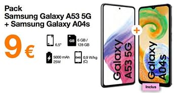 Promotions Pack samsung galaxy a53 5g + samsung galaxy a04s - Samsung - Valide de 03/01/2023 à 15/01/2023 chez Orange