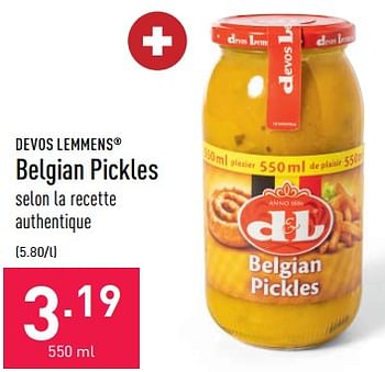 Promotions Belgian pickles - Devos Lemmens - Valide de 20/01/2023 à 27/01/2023 chez Aldi