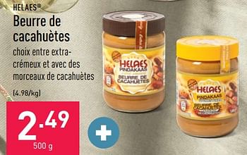 Promotions Beurre de cacahuètes - Helaes - Valide de 16/01/2023 à 27/01/2023 chez Aldi