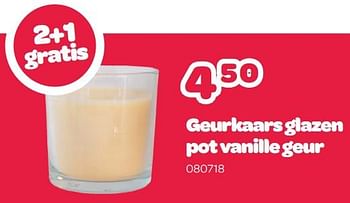 Promoties Geurkaars glazen pot vanille geur - Huismerk - Happyland - Geldig van 09/01/2023 tot 19/02/2023 bij Happyland