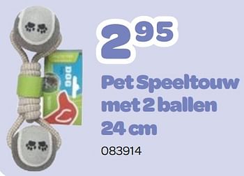 Promoties Pet speeltouw met 2 ballen - Huismerk - Happyland - Geldig van 09/01/2023 tot 19/02/2023 bij Happyland