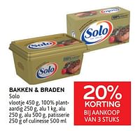 Promoties Bakken + braden solo 20% korting bij aankoop van 3 stuks - Solo - Geldig van 25/01/2023 tot 07/02/2023 bij Alvo