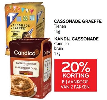 Promoties Cassonade graeffe tienen + kandij cassonade candico 20% korting bij aankoop van 2 pakken - Huismerk - Alvo - Geldig van 25/01/2023 tot 07/02/2023 bij Alvo
