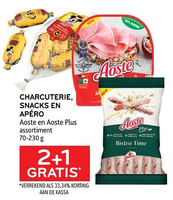 Promotions Charcuterie, snacks en apéro aoste en aoste plus 2+1 gratis - Aoste - Valide de 25/01/2023 à 07/02/2023 chez Alvo