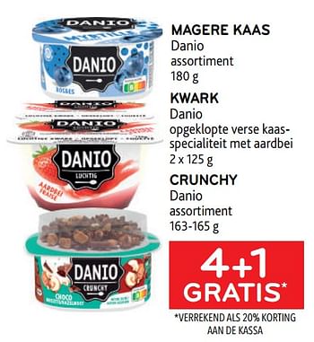 Promotions Magere kaas danio + kwark danio + crunchy danio 4+1 gratis - Danone - Valide de 25/01/2023 à 07/02/2023 chez Alvo