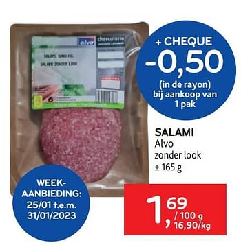 Promoties Salami alvo - Huismerk - Alvo - Geldig van 25/01/2023 tot 07/02/2023 bij Alvo