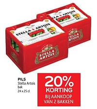 Pils stella artois 20% korting bij aankoop van 2 bakken-Stella Artois