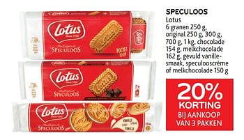 Promoties Speculoos lotus 20% korting bij aankoop van 3 pakken - Lotus Bakeries - Geldig van 25/01/2023 tot 07/02/2023 bij Alvo