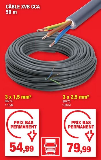 Promotions Câble xvb cca - Produit maison - Hubo  - Valide de 11/01/2023 à 22/01/2023 chez Hubo